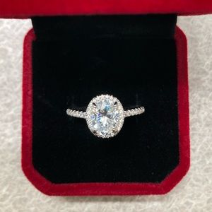 1.5 Carat Moissanite Oval 925 Silver and 18k Gold plated Engagement Ring Size 8